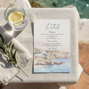 Carte D'accompagnement Détails de mariage à Santorin Bord de mer médite