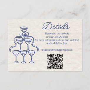 Carte D'accompagnement Détails de mariage au champagne rétro dessinés à l