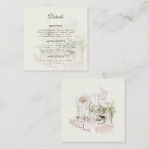 Carte D'accompagnement Détails de mariage au manoir de jardin aquarelle é