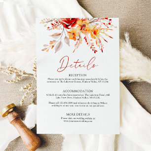 Carte D'accompagnement Détails de mariage automnal à l'aquarelle florale 