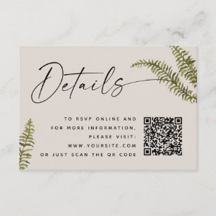Carte D'accompagnement Détails de mariage aux fougères taupe chaudes douc