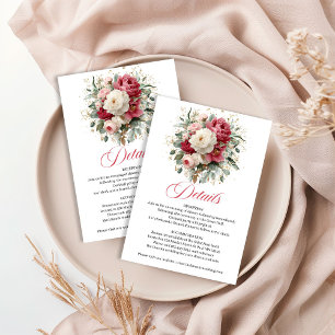 Carte D'accompagnement Détails de mariage avec accent floral doré minimal