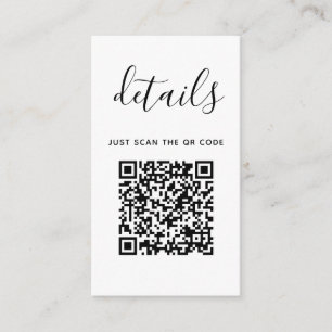 Carte D'accompagnement Détails de mariage avec code QR Moderne Minimali