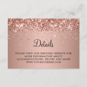 Carte D'accompagnement Détails de mariage avec dégradé de rose doré paill