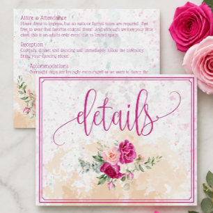 Carte D'accompagnement Détails de mariage avec éclaboussure de couleur ro