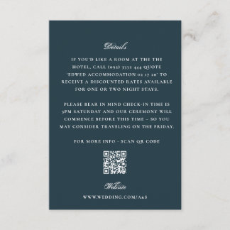 Carte D'accompagnement Détails de mariage avec un code QR élégant bleu ma