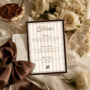 Carte D'accompagnement Détails de mariage beige ivoire marron Vieille For
