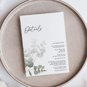 Carte D'accompagnement Détails de mariage blanc de verdure moderne