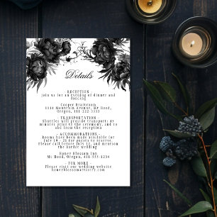 Carte D'accompagnement Détails de mariage blanc gothique classique simple