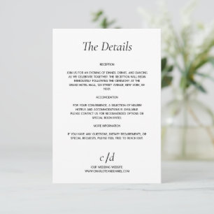 Carte D'accompagnement Détails de mariage blanc moderne minimaliste