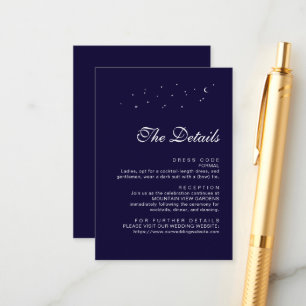 Carte D'accompagnement Détails de mariage bleu nuit céleste minimaliste