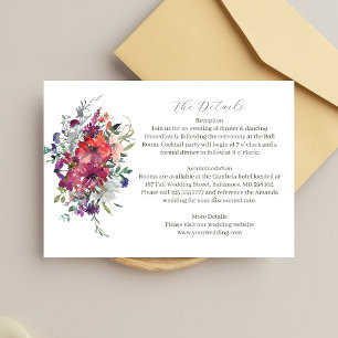Carte D'accompagnement Détails de mariage bohème aux fleurs sauvages aqua
