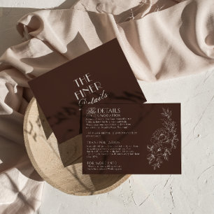 Carte D'accompagnement Détails de mariage bohème chic floral au cacao fon