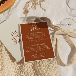 Carte D'accompagnement Détails de mariage bohème chic orange brûlé vieill