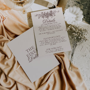 Carte D'accompagnement Détails de mariage bohème floral marron chocolat f
