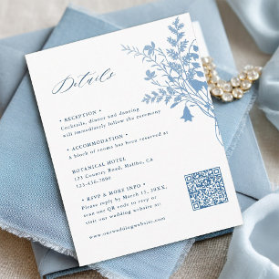 Carte D'accompagnement Détails de mariage botanique bleu français classiq