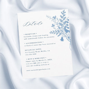 Carte D'accompagnement Détails de mariage botanique bleu français élégant