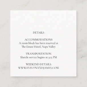 Carte D'accompagnement Détails de mariage botanique Olive en gros caractè