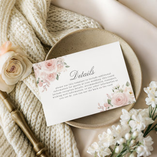 Carte D'accompagnement Détails de mariage botanique rose moderne