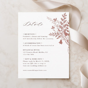 Carte D'accompagnement Détails de mariage botanique rose poussiéreux roma