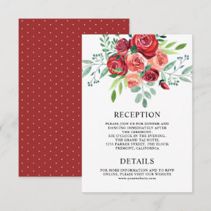 Carte D'accompagnement Détails de mariage Bouquet de roses rouges