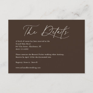 Carte D'accompagnement Détails de mariage calligraphie boho ivoire
