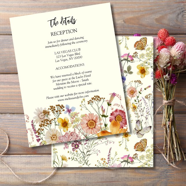 Carte D'accompagnement Détails de mariage champêtre bohème à fleurs sauva (Créateur téléchargé)