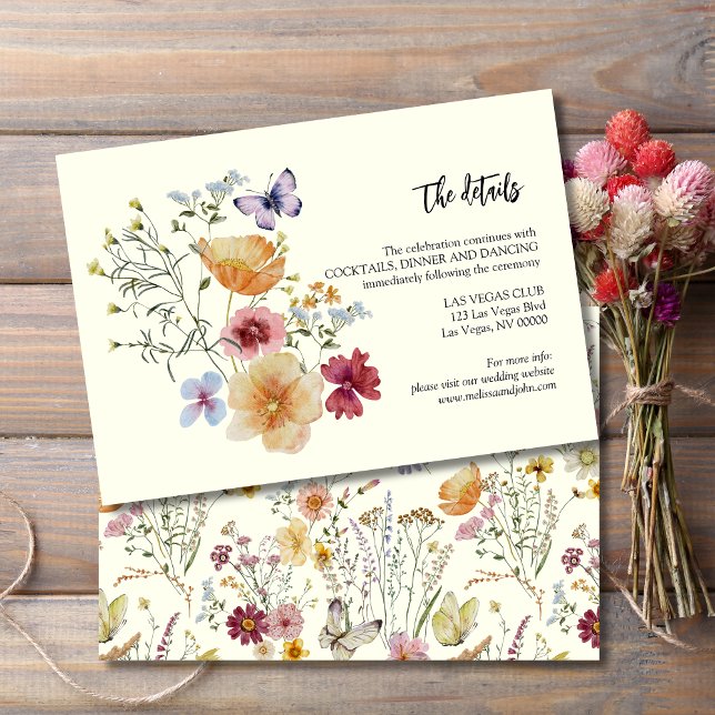 Carte D'accompagnement Détails de mariage champêtre bohème aux fleurs sau (Créateur téléchargé)