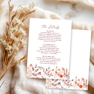 Carte D'accompagnement Détails de mariage champêtre bohème chic avec fleu