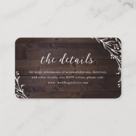 Carte D'accompagnement Détails de mariage champêtre floral bohème en bois
