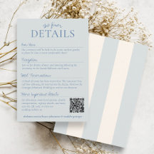 Détails de mariage Chic Dusty Blue Stripes Old Mon
