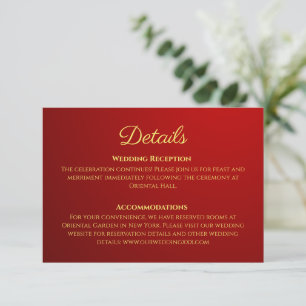 Carte D'accompagnement Détails de mariage chinois rouge foncé dégradé