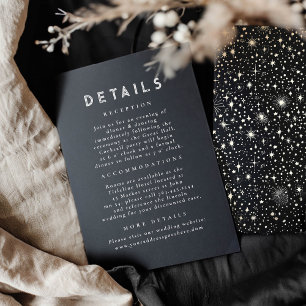 Carte D'accompagnement Détails de mariage Ciel Noir Doré Nuit Étoilée
