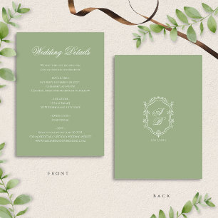 Carte D'accompagnement Détails de mariage classiques avec monogramme orné