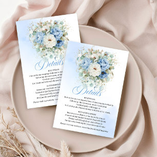 Carte D'accompagnement Détails de mariage classiques bleu clair floral bl