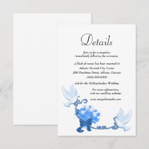 Carte D'accompagnement Détails de mariage colombes romantiques et fleurs 