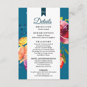 Carte D'accompagnement Détails de mariage colorés d'un Été lumineux inclu