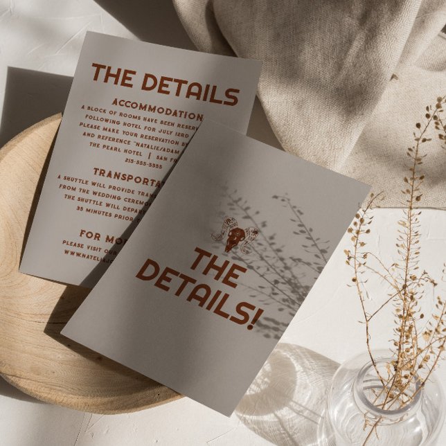 Carte D'accompagnement Détails de mariage crâne de taureau gras rétro occ (Créateur téléchargé)