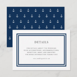Carte D'accompagnement Détails de mariage d'ancre classique de couleur mo