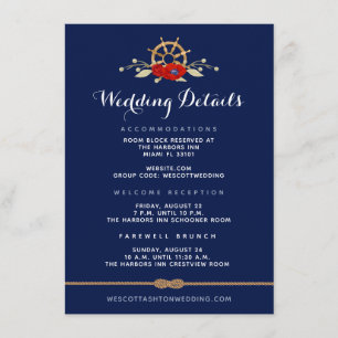 Carte D'accompagnement Détails de mariage d'anémone nautique rouge blanc