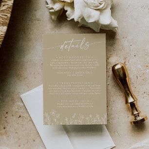 Carte D'accompagnement Détails de mariage de bohème beige chaud de fleur