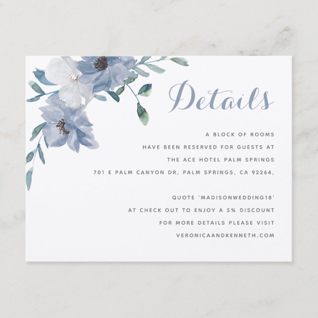 Carte D'accompagnement Détails de mariage de crête de monogramme (Devant)