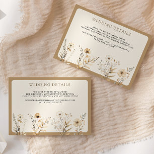 Carte D'accompagnement Détails de mariage de fleurs sauvages bohème d'aut