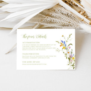 Carte D'accompagnement Détails de mariage de fleurs sauvages de jardin fa