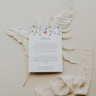 Carte D'accompagnement Détails de mariage de jardin de fleurs sauvages Co