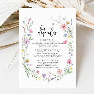 Carte D'accompagnement Détails de mariage de jardin de fleurs sauvages dé