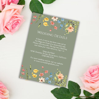 Carte D'accompagnement Détails de mariage de jardin de sauge de fleurs sa