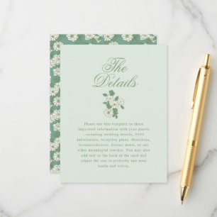 Carte D'accompagnement Détails de mariage de jardin vert sauge en chinois