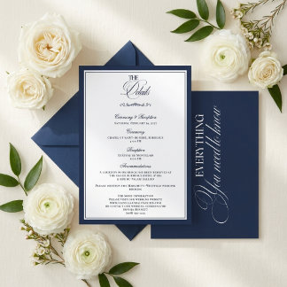 Carte D'accompagnement Détails de mariage de luxe Navy