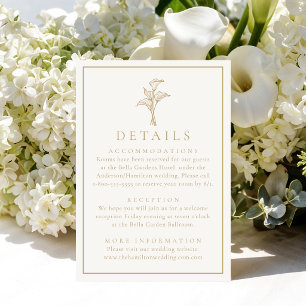 Carte D'accompagnement Détails de mariage de lys calla or classique